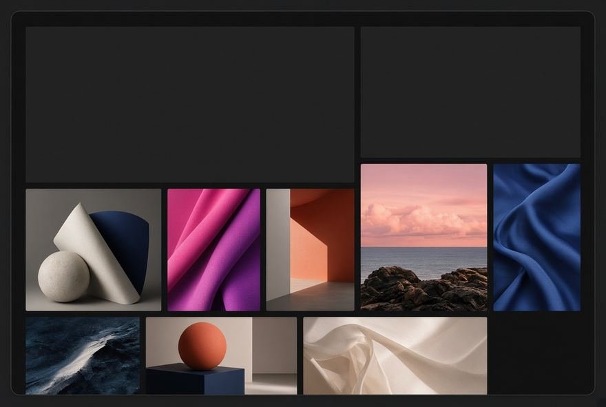 A contact sheet of product and texture studies