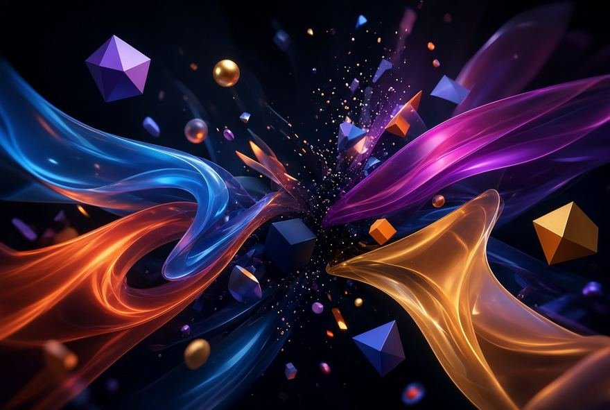 Shards of orange and violet light radiating from a centre