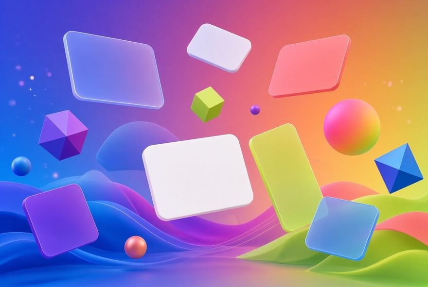 Interface cards scattered across a bright lime ground