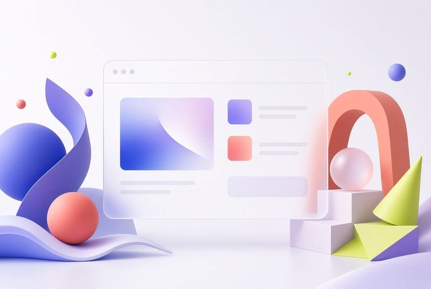 Layout components rendered as soft three-dimensional objects